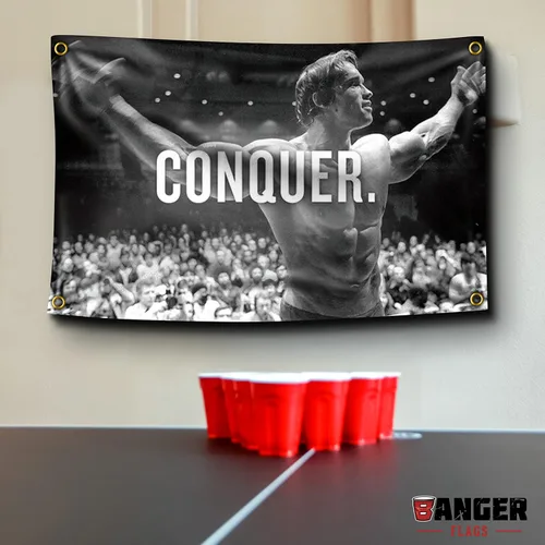 Vista 4 de Banger - Original Arnold Schwarzenegger Conquer - Decoración de pared inspiradora motivacional para oficina, gimnasio, dormitorio, diseño en una