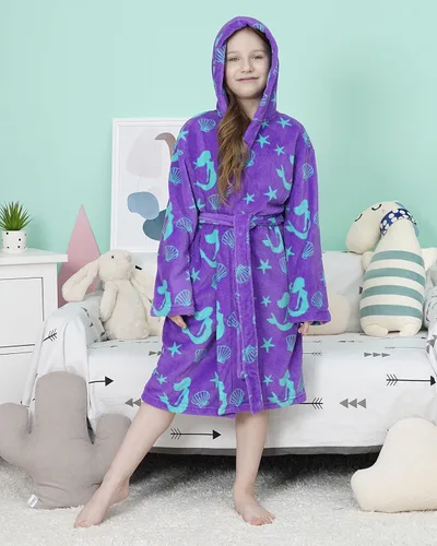 Vista 3 de Arctic Paw - Bata de baño cálida de felpa con capucha de invierno para niños y niñas.