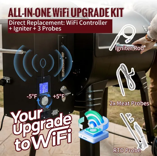 Vista 7 de Kit de controlador PID WiFi inteligente para parrillas Camp Chef Gen 2 de ajuste retro, juego completo con controlador WiFi, encendedor, RTD y 2