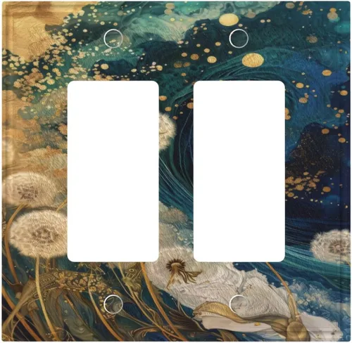 Vista 93 de Cubiertas decorativas para interruptor de luz de arte BOHO, figura abstracta de 1 gang, salida basculante, placa frontal decorativa del interruptor