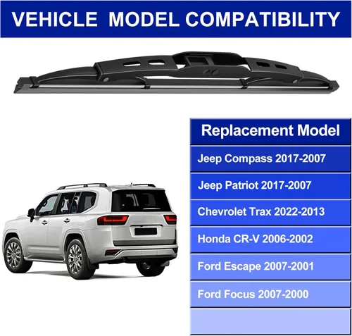 Vista 2 de EMITHSUN® Escobillas limpiaparabrisas traseras de repuesto de 10 pulgadas para Chevrolet Trax 2022-2013/Jeep Compass 2017-2007/Jeep Patriot