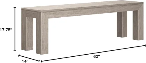 Vista 14 de Plank+Beam Banco de comedor de 60 pulgadas para comedor, banco para mesa de 72 pulgadas, asiento de comedor, banco de madera al aire libre, banco