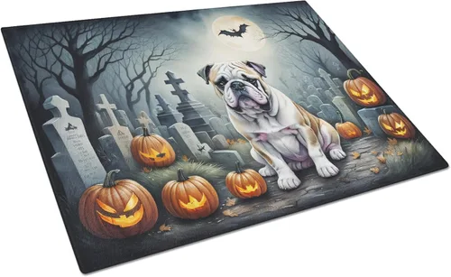 Vista 45 de Caroline's Treasures DAC2001LCB Affenpinscher - Tabla de cortar de vidrio de Halloween espeluznante, grande, decorativa, de vidrio templado, tabla