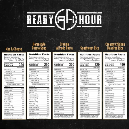 Vista 8 de Ready Hour Cubo de 120 porciones de entree - Suministro de alimentos de emergencia liofilizado - Comidas de supervivencia con larga vida útil
