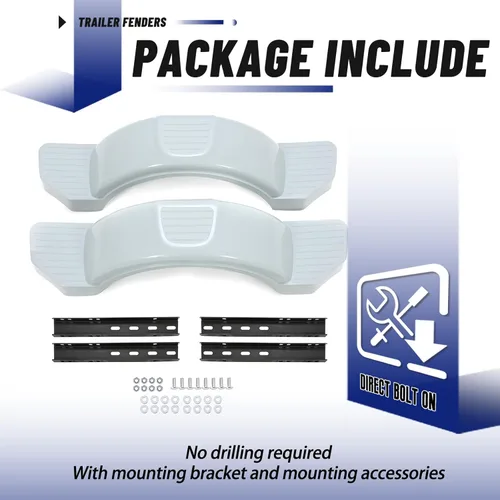 Vista 5 de ECOTRIC Par de remolques de eje guardabarros con ruedas de 12 pulgadas, falda de lancha moldeada, 300 libras (juego de 2) pintado gris