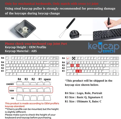 Vista 5 de Teclas personalizadas Valorant (Agent Killjoy) - Grabado con láser con el retrato, habilidades y posición de cada agente de Valorant. Se adapta a