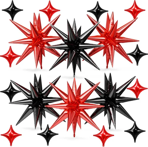 Vista 28 de Globos de estrella rosa, 18 piezas de papel de aluminio para niñas
