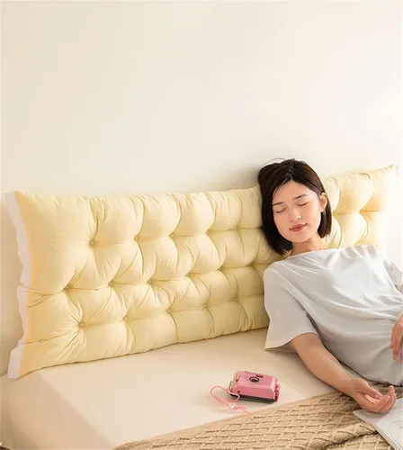Vista 2 de Almohada para cabecera tapizada con montaje en pared para dormitorio, cama grande con respaldo y soporte de posicionamiento, almohada de lectura