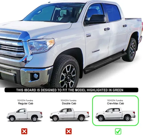 Vista 7 de HD Ridez Escalones de balancines híbridos de acero compatible con Toyota Tundra 2007-2021 CrewMax (barras laterales de barra nerf)