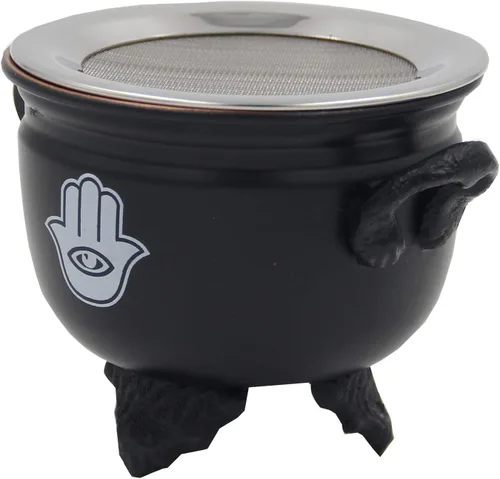 Vista 3 de Quemador de incienso de carbón de metal grande (mano de Fátima)