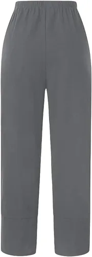 Vista 3 de Pantalones de verano para mujer, con bolsillos informales, de algodón, lino, pierna ancha, cordón elástico, cintura elástica, pantalones cortos