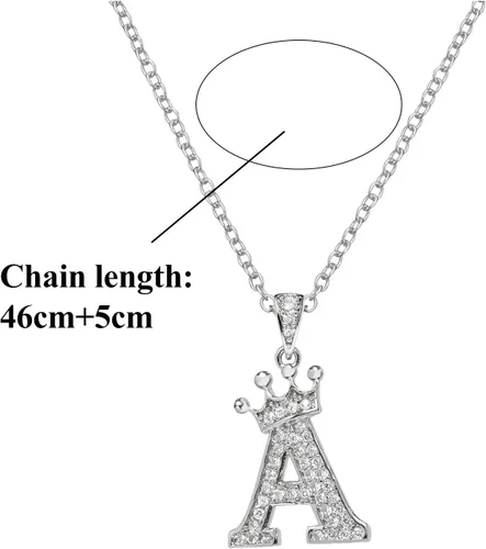 Vista 3 de Collar con inicial personalizable, 26 letras inglesas, collar con colgante de diamante completo para mujer, collar de diamantes de imitación
