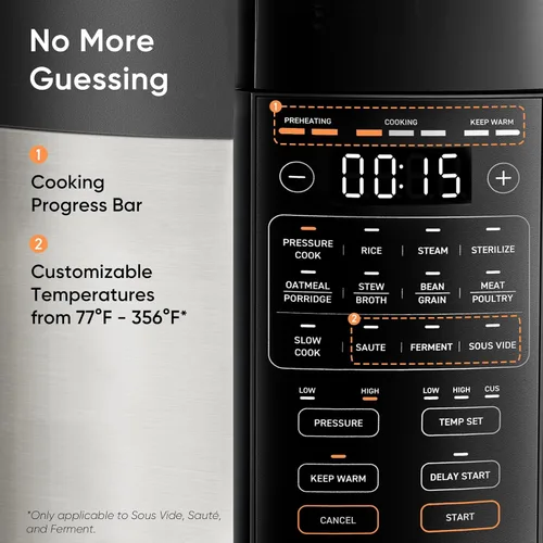 Vista 6 de COSORI Olla a presión de 6 cuartos de galón, acero inoxidable, olla múltiple 9 en 1, 12 características de seguridad, olla interior de cerámica