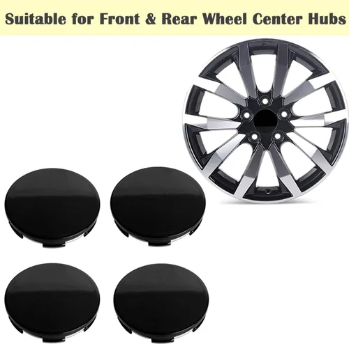 Vista 4 de Kit de tapas centrales para rueda de automóvil, 2.5 pulgadas, 2.5 pulgadas, interior de 2.2 pulgadas, compatible con Dodge RAM 1500 tapas de cubo