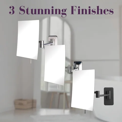 Vista 6 de JERDON Espejo de maquillaje de montaje en pared con aumento 5X - Espejo rectangular de 8.75 x 6.5 pulgadas que se extiende 14 pulgadas - Acabado