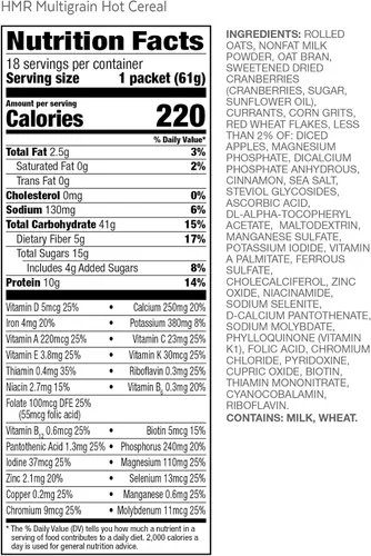 Vista 8 de HMR Cereal caliente multigrano Desayuno o merienda abundante Apoya el control de peso Comida conveniente baja en calorías 0.35 oz
