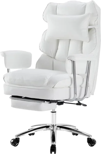 Vista 9 de OLIXIS Home Office Desk Chair Comfy with Foot Rest, PU Leather Ergonomic Big and Tall High Back Support, 360° Swivel Wheels, Armrests and Detachable