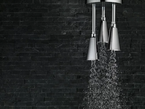 Vista 3 de Delta Faucet Cabezal de ducha H2Okinetic de montaje en techo de un solo rociador, cromado 57140