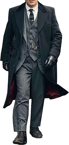 Peaky Blinders Thomas Shelby - Gabardina larga de lana negra para hombre Negro - Lana