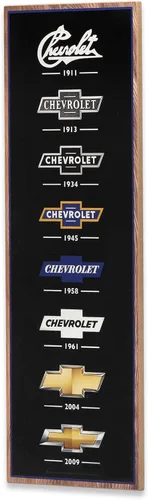 Vista 2 de Open Road Brands Chevrolet Logo Evolution - Decoración de pared de madera vertical - Arte de pared grande de Chevrolet para cueva de hombre o garaje