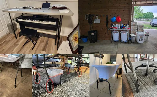 Vista 9 de Paquete de 8 elevadores de mesa plegables para mesas plegables, patas rectas/dobladas, extensiones de patas de mesa plegables duraderas, 2