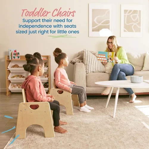 Vista 15 de ECR4Kids Silla apilable de madera para niños pequeños, 6 pulgadas, muebles para niños, lavado blanco, paquete de 2