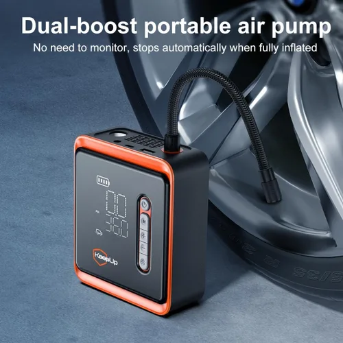 Vista 4 de Compresor de aire portátil para inflador de neumáticos, bomba de aire mejorada para automóvil con manómetro de presión de neumáticos