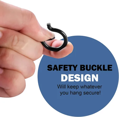 Vista 2 de ADIIL 12 ganchos Q con hebilla de seguridad, ganchos de tornillo resistentes al viento para colgar luces de cadena al aire libre, plantas, luces