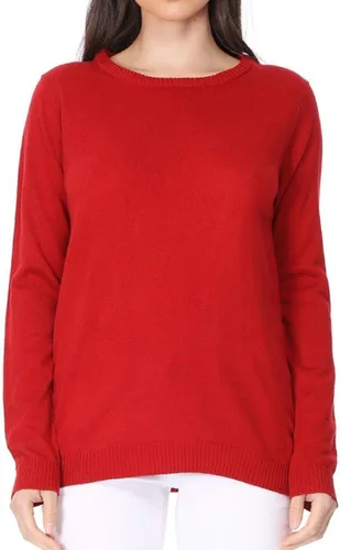 YEMAK suéter de punto casual básico ligero con cuello redondo y manga 34 para mujer