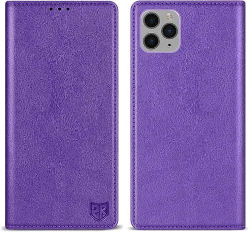 Vista 10 de ZZXX Funda tipo cartera para iPhone 11 Pro Max con bloqueo RFID, soporte de ranura para tarjetas, funda protectora de cuero magnético fuerte