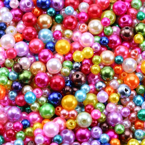 ToBeIT 2270 cuentas de satén Luste de plástico, perlas de perlas de colores con agujeros para surtido de cuentas, manualidades, collares, pulseras