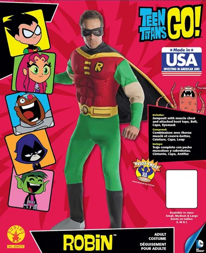 Vista 4 de DC Comics - Disfraz de petirrojo muscular de lujo para adultos, Multi