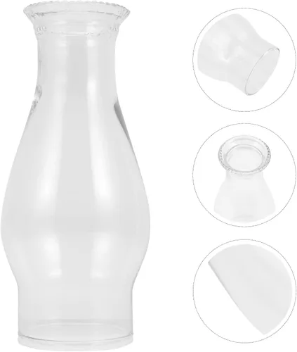 Vista 6 de Uonlytech Decoraciones para Salas de Casa Lámpara de cristal Chimenea, lámpara de aceite para chimenea de vidrio retro transparente, pantalla