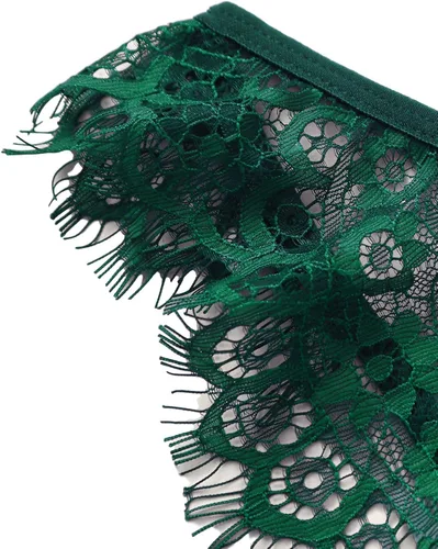 Vista 4 de Lilosy Conjunto de lencería transparente con encaje floral y cuello halter para mujer brasier y bragas transparentes 2 piezas