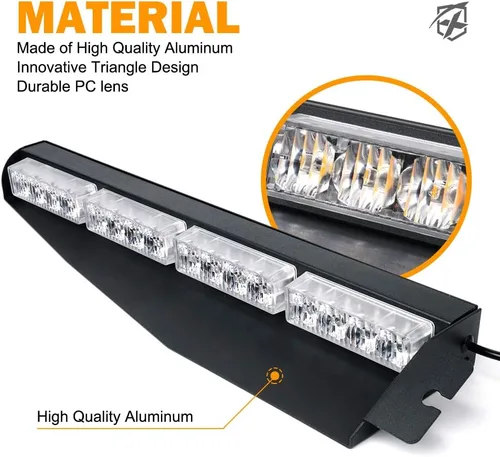 Vista 3 de Xprite Barra de Luces Estroboscópicas LED de Emergencia para Visera, Luces de Advertencia de Peligro del Parabrisas Interior con Montaje de Soporte