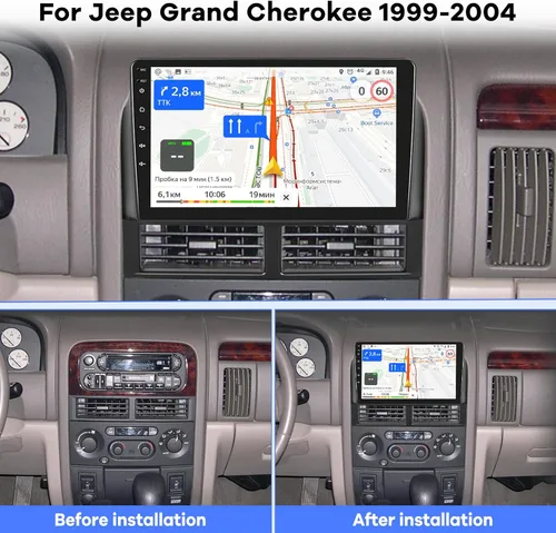 Vista 2 de [2G+32G] Radio de coche para Jeep Grand Cherokee 1999 2000 2001 2002 2003 2004, pantalla táctil Android de 9 pulgadas, estéreo de coche