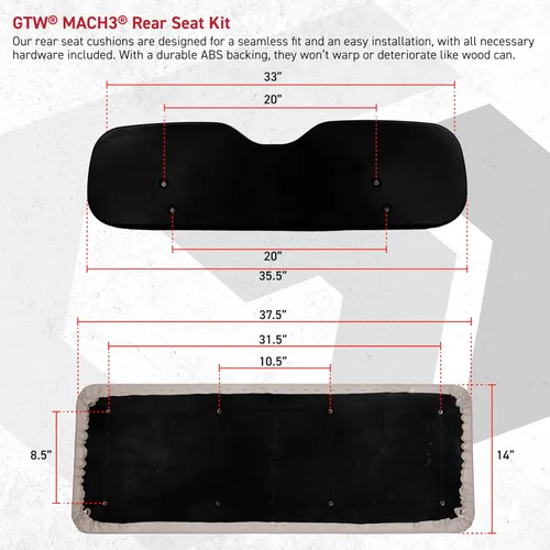 Vista 2 de GTW Cojines de repuesto para asiento trasero de carrito de golf Mach1/Mach2/Mach3 Marca asientos traseros