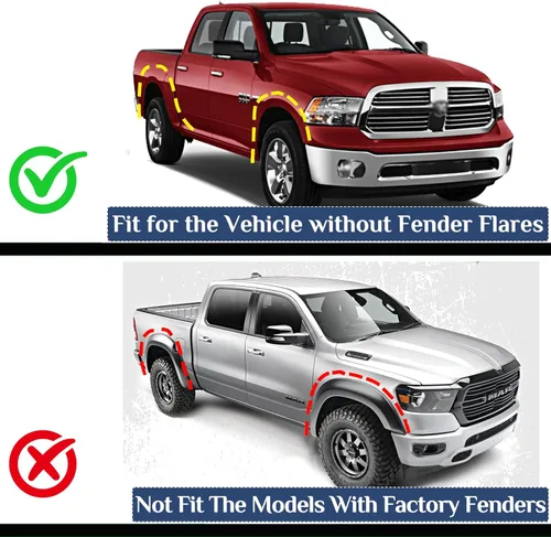 Vista 7 de Aleta de lodo Compatible con 2009-2010 Do-dge Ram 1500/2500/3500, 11-18 Ram 1500/2500/3500, Compatible con ruedas traseras simples, No es compatible