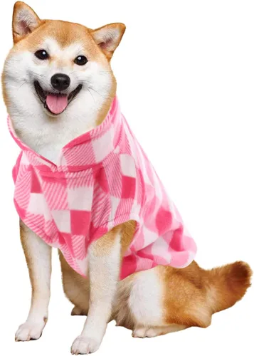 Vista 33 de KAMA BRIDAL - Abrigo de primavera, otoño e invierno para perros y gatos, chaleco de forro polar con capucha para perros, suéter delgado, a cuadros