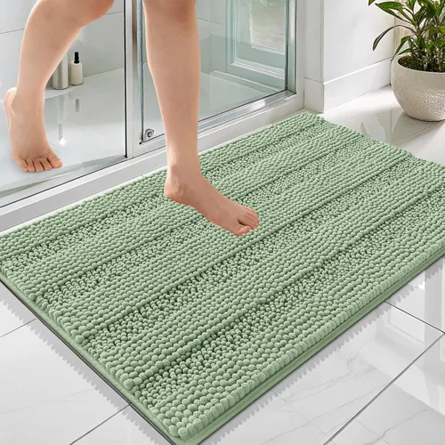Vista 219 de OLANLY Alfombras de Baño Gruesas de 47 x 20 pulgadas, Extra Suaves Absorbentes de Chenilla a Rayas, Respaldo de Goma, Lavables y Secables a Máquina