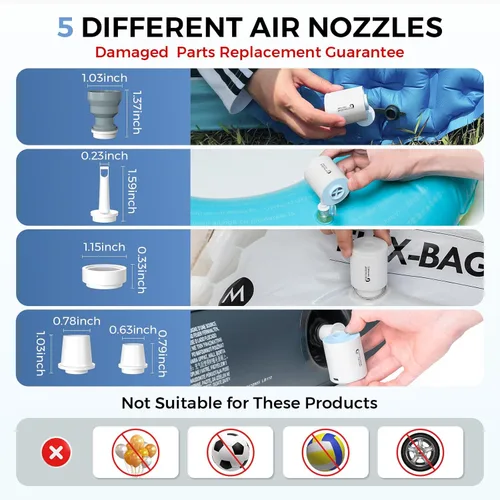 Vista 6 de FLEXTAILGEAR Tiny Pump X Bomba de aire portátil + luz de campamento Ultra-Mini bomba de aire con batería de 1300 mAh recargable por USB