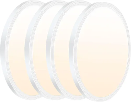 Paquete de 4 luces LED de techo de 12 pulgadas, 3200 lm, 28 W, 3 colores intercambiables (3000 K/4000 K/6000 K), 120 V de montaje en superficie