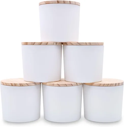 Vista 23 de SHOWIN Frascos de vela gruesos de 18 onzas para hacer velas 6 piezas, frascos vacíos con tapas de madera para hacer velas, contenedor de muestra