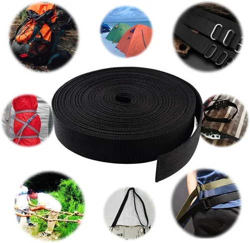 Vista 5 de JIAKAI Correa de nailon resistente de 1 pulgada de ancho y 10 yardas, correas pesadas de polipropileno para bolsas, hamacas, escalada al aire libre