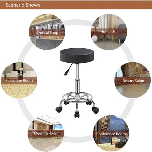 Vista 2 de Yaheetech Mesa de manicura plegable de 37 pulgadas y taburete rodante, estación de trabajo de escritorio de uñas con funda de transporte, ruedas