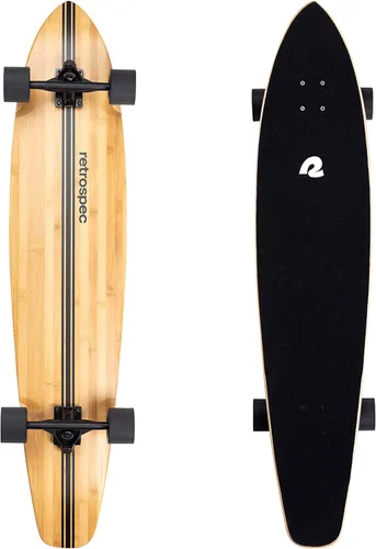 Vista 12 de Retrospec Zed Pintail & Cruiser Longboard Patineta para Adultos - Tabla de 112 cm de bambú y arce canadiense con rodamientos ABEC-7, ruedas