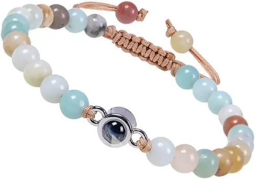 Elegante pulsera de proyección de cristales que muestra I Loves You en 100 idiomas, gran regalo para amantes y parejas de uso diario