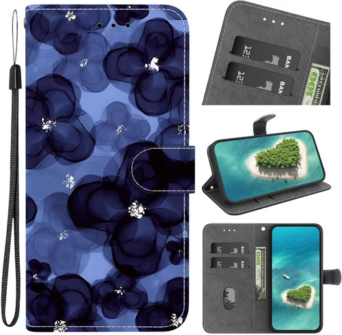 Flip Leather Wallet Phone Cases for Motorola Moto E7 Power Case with Card Slot Leather Crystal Patterned Painted Leather Cover (SJ-31)