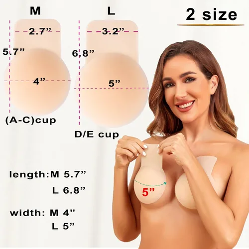 Vista 2 de Prettywell 2 pares de cubiertas para pezones de levantamiento de senos empanadas adhesivas impermeables para pezones con elevación para senos grandes