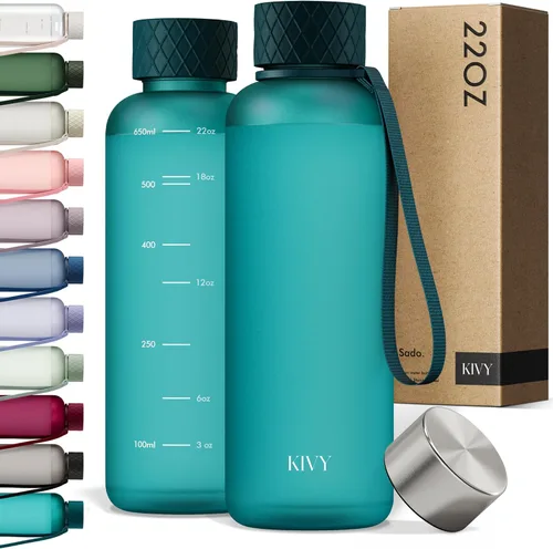 Vista 9 de KIVY Botella de agua delgada de 22 onzas [ligera e inastillable] – Botella de agua reutilizable de Tritan – Botella a prueba de fugas para mujeres